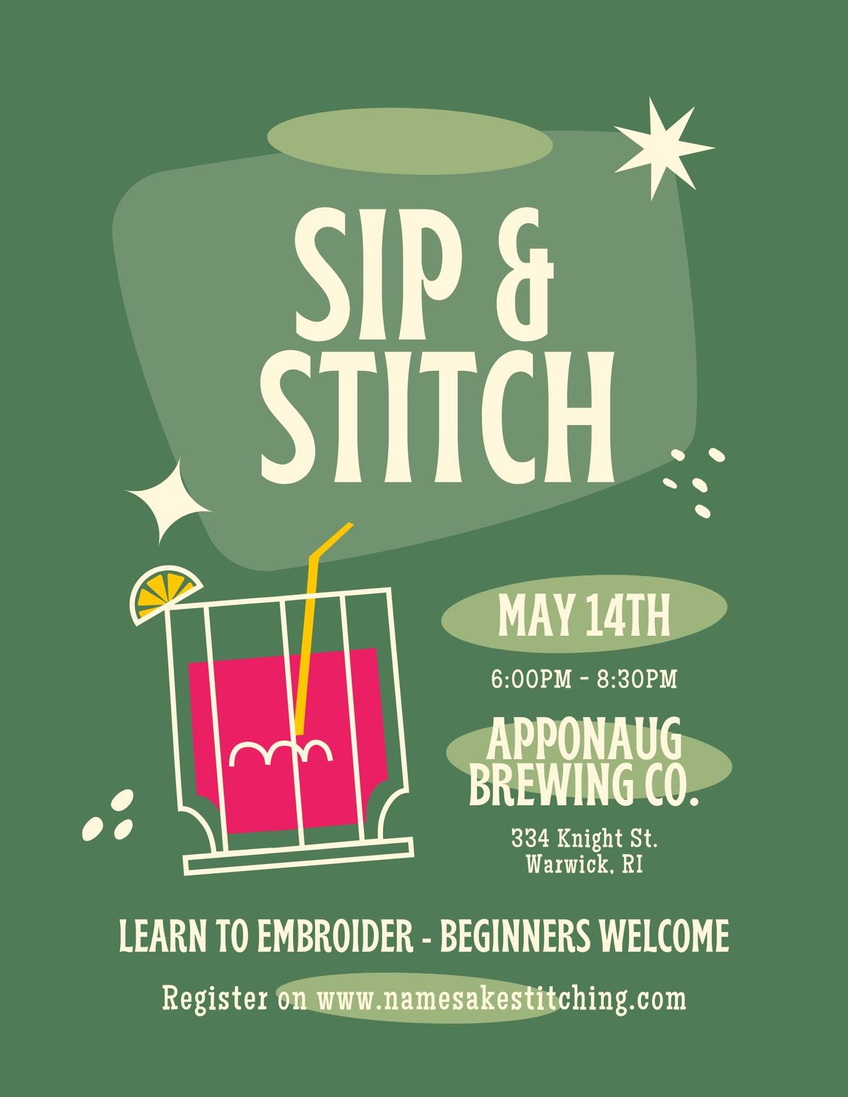 Sip + Stitch at Apponaug Brewing Co.