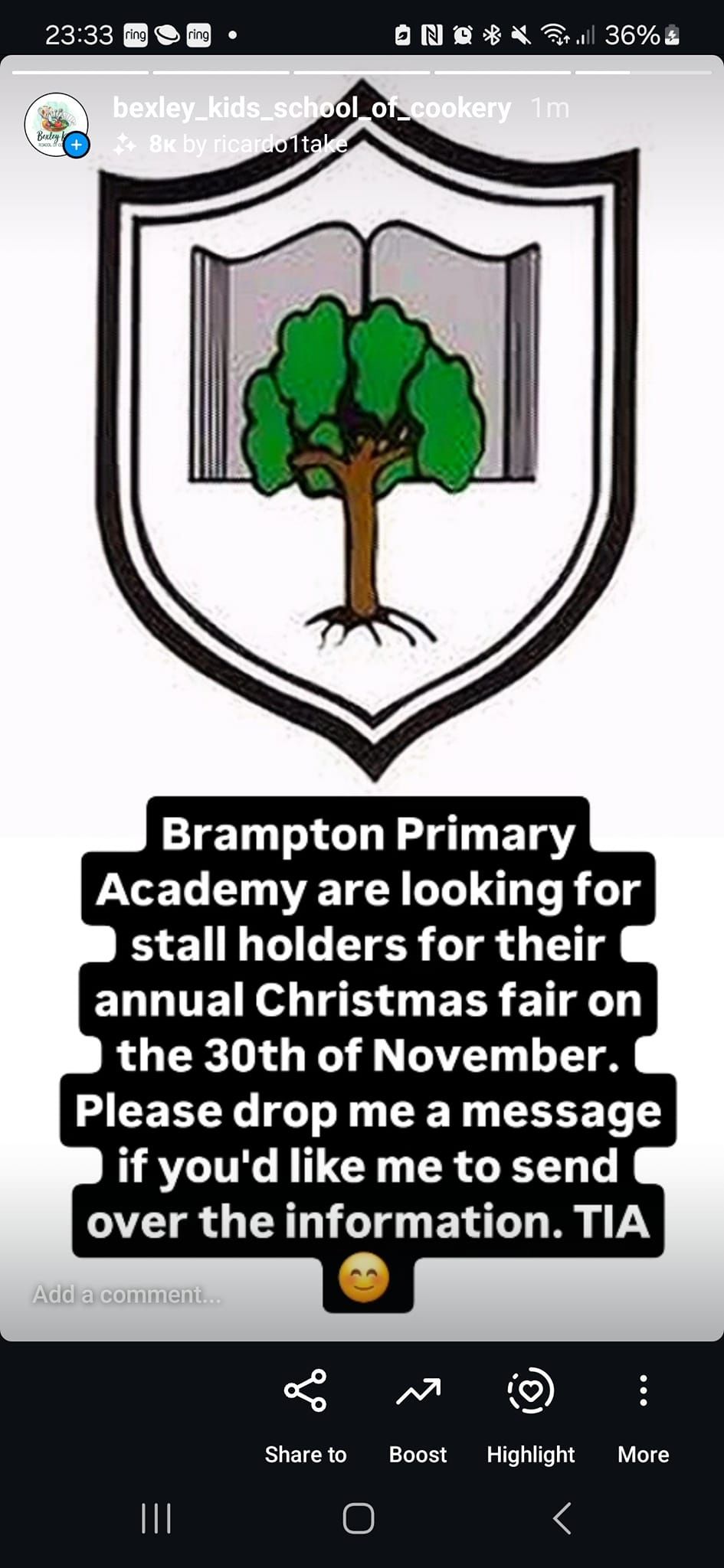 Brampton School Christmas Fair - 30th November