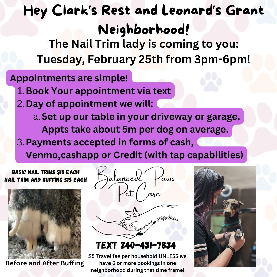 Neighborhood Nail Trim Day- Clark\u2019s Rest and Leonard\u2019s Grant