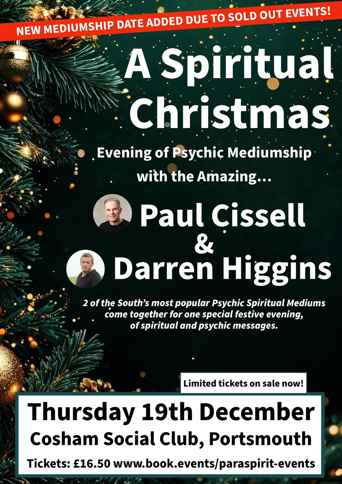 Spiritual Christmas with Psychic Mediums at Cosham Social Club, Portsmouth