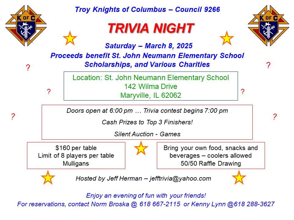 Troy Knights of Columbus Trivia Night