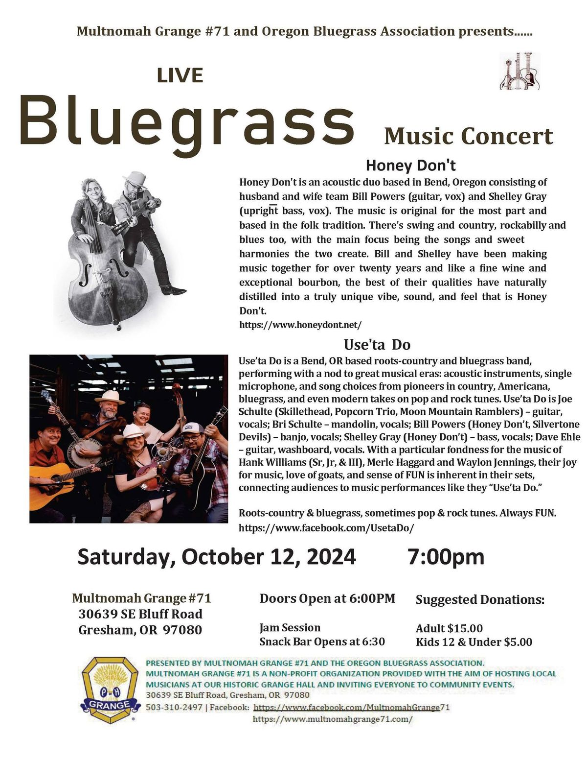 Bluegrass at Multnomah Grange #71