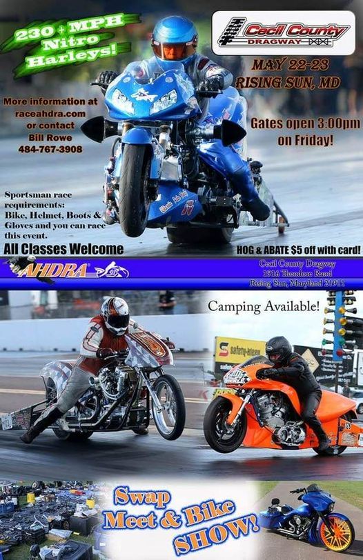 AHDRA Motorcycle Drag Racing at Cecil County Dragway 1916 Theodor rd