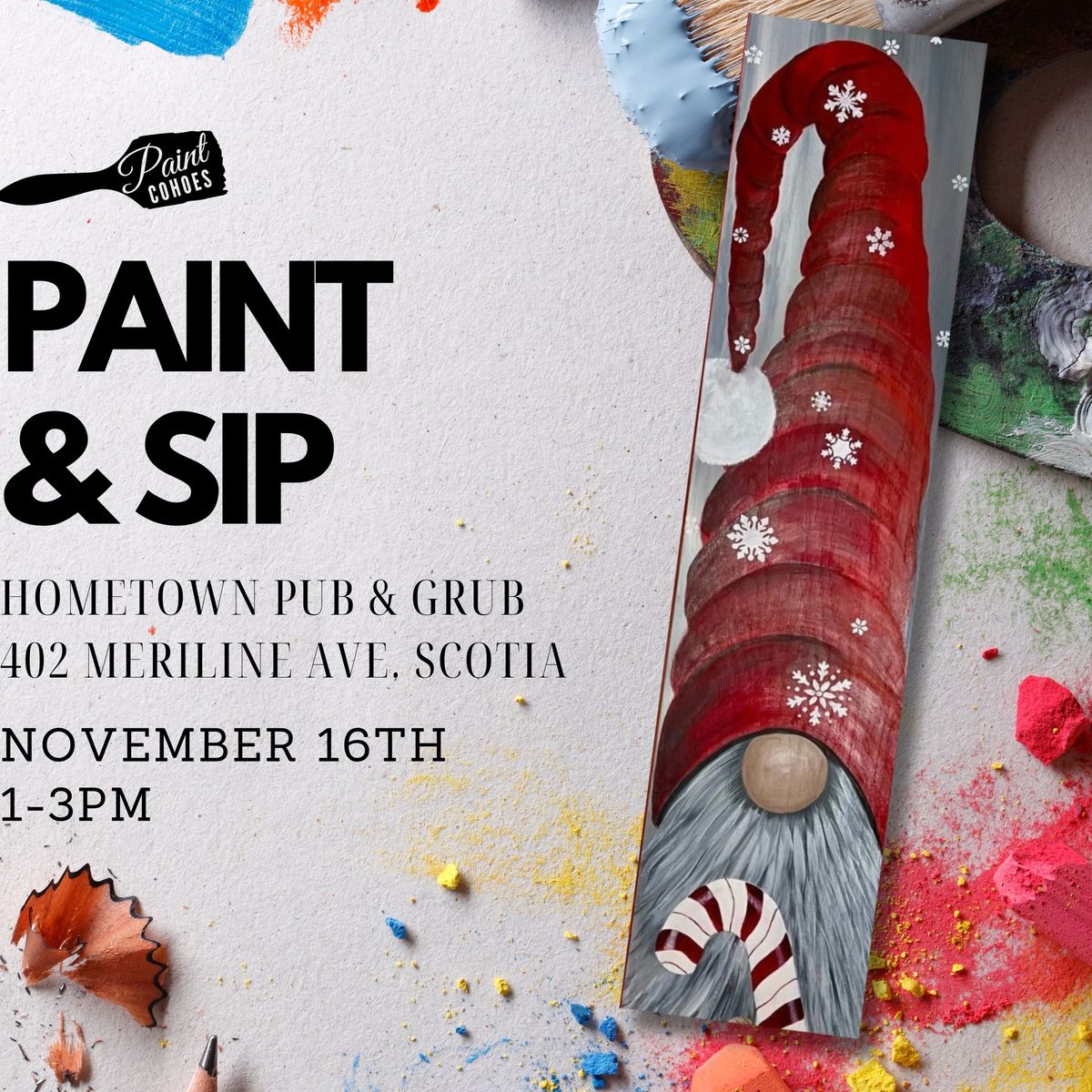 *Public Offsite Sip & Paint* Porch Leaner or Canvas at Hometown Pub & Grub November 16th 1-3pm