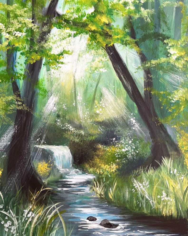 Join Brush Party with Kharmen to Paint 'Woodland Oasis' in Yateley