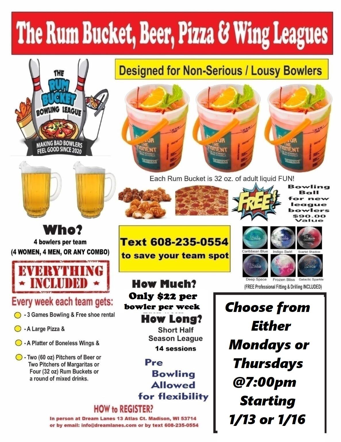 The Rum Bucket, Beer, Pizza & Wing Bowling League