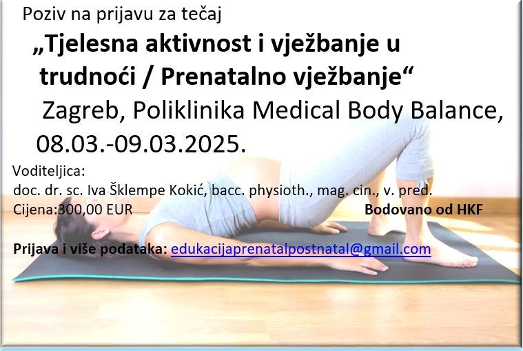 te\u010daj "Tjelesna aktivnost i vje\u017ebanje u trudno\u0107i \/ Prenatalno vje\u017ebanje"