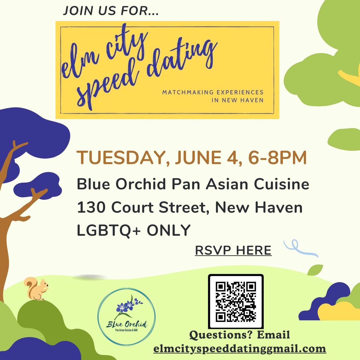 Elm City Speed Dating at Blue Orchid Pan Asian Cuisine