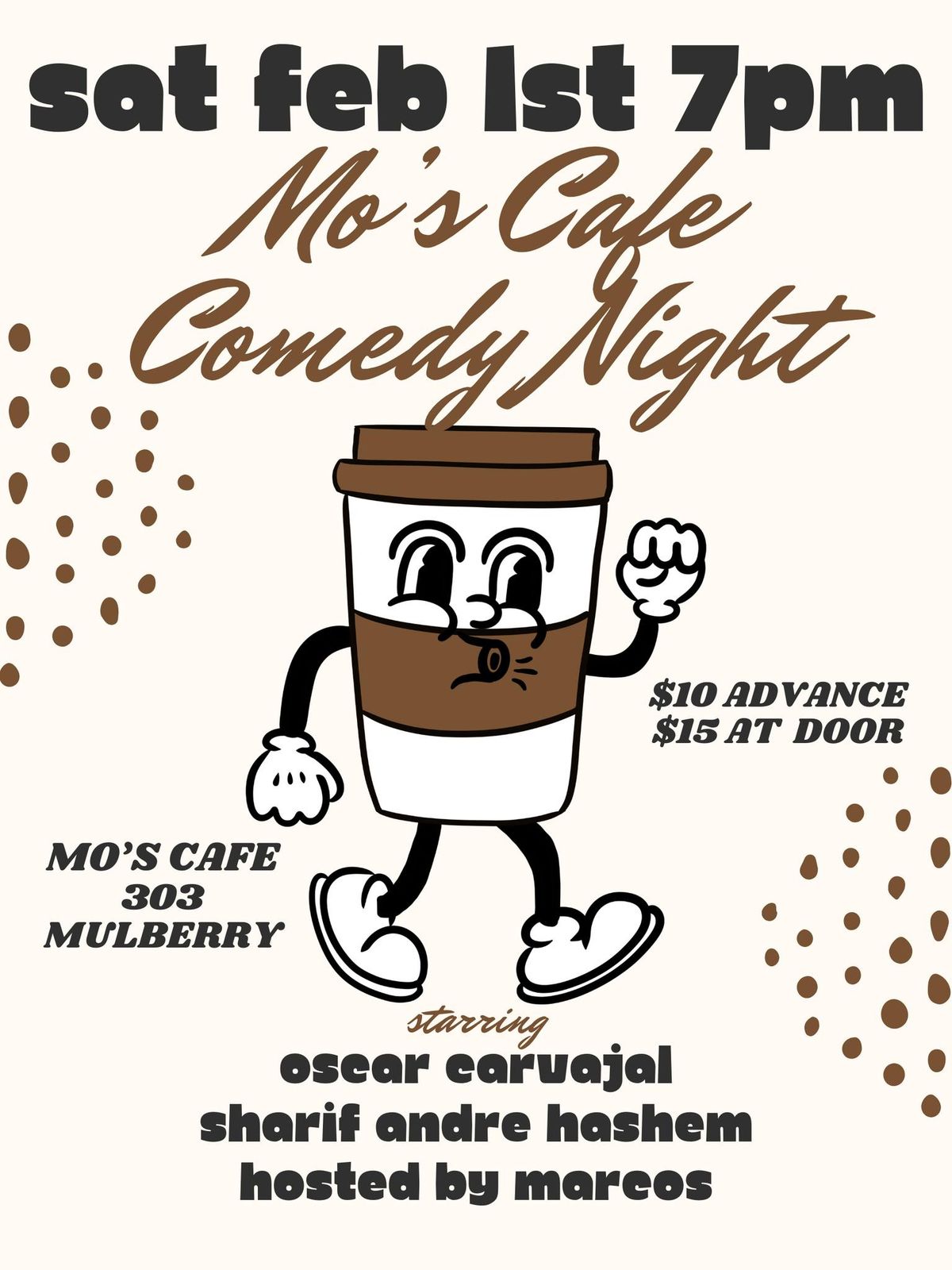 Mo's Cafe Comedy Night starring Oscar Carvajal & Sharif Andre Hashem